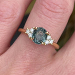 Oval Green Teal Sapphire Engagement Ring