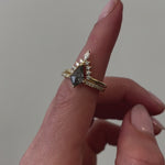 18ct yellow gold salt and pepper kite diamond engagement pavé ring