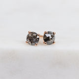 Dark and stormy salt and pepper diamond studs set in 18ct rose gold