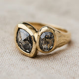 Marquise & Oval Salt and Pepper Diamond Engagement Ring, One of a Kind
