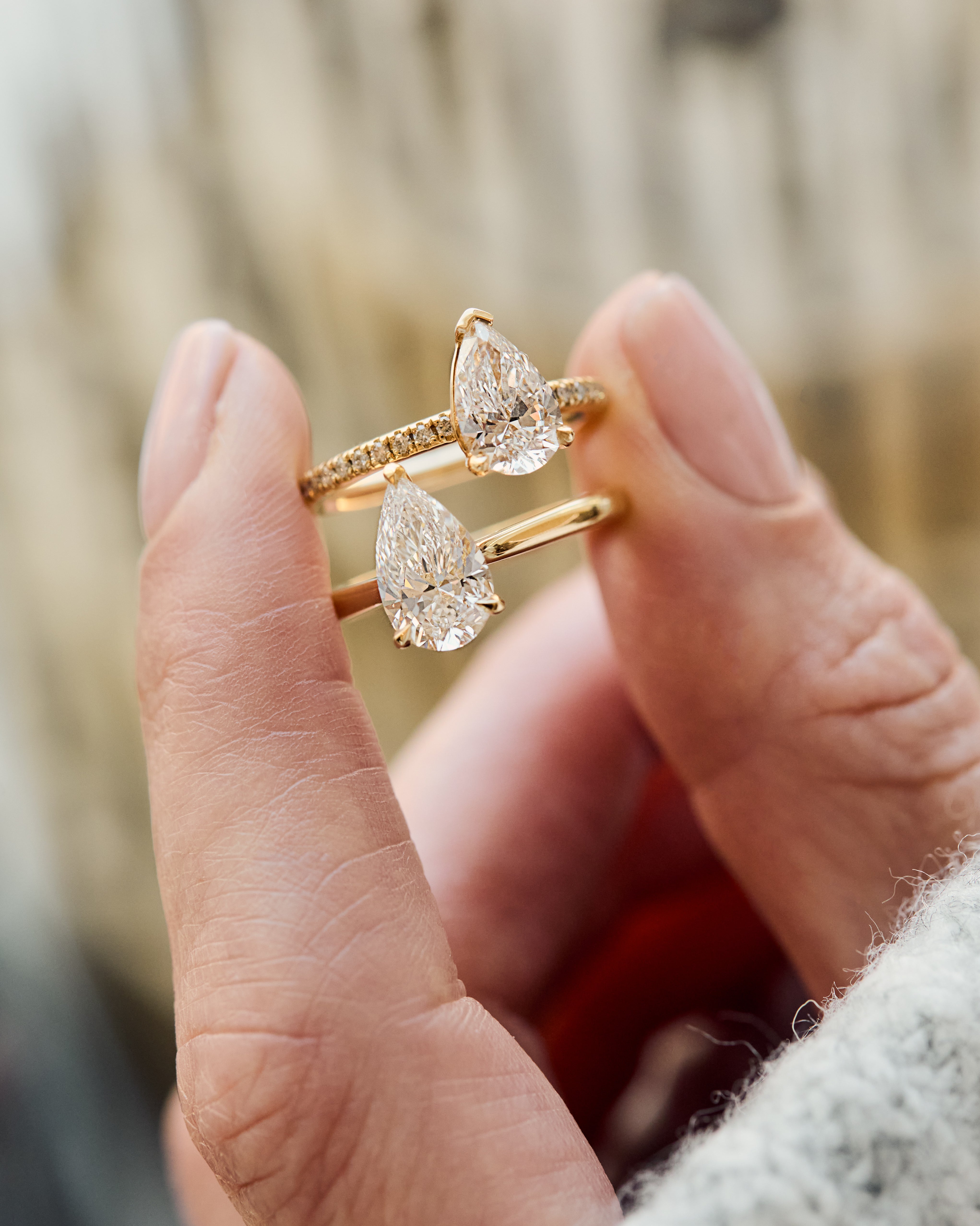 Pear Shape Lab Grown Diamond Engagement Ring, Juno Setting
