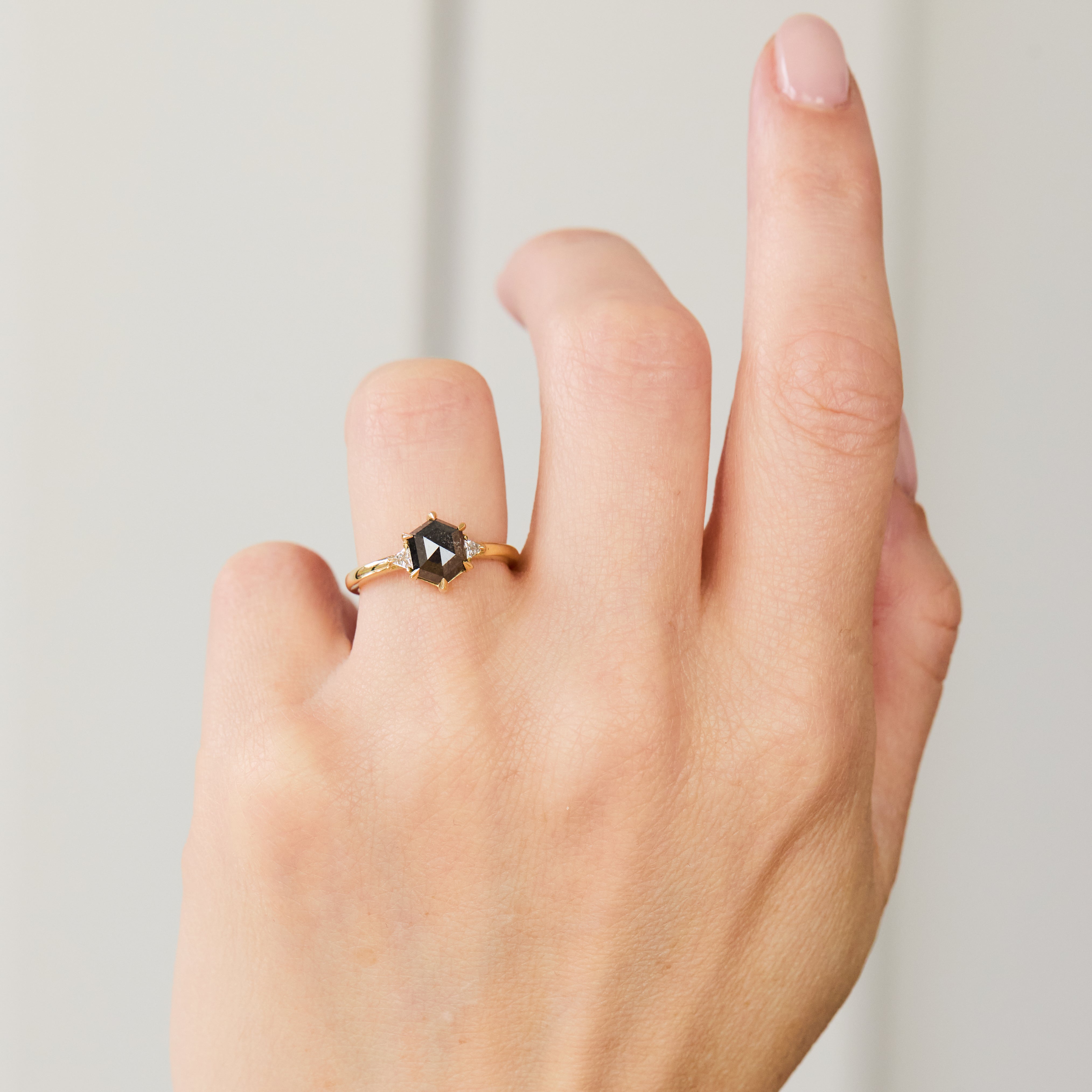 Salt and pepper engagement ring