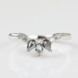 Platinum salt and pepper diamond wedding ring women