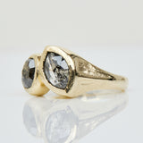Marquise & Oval Salt and Pepper Diamond Engagement Ring, One of a Kind