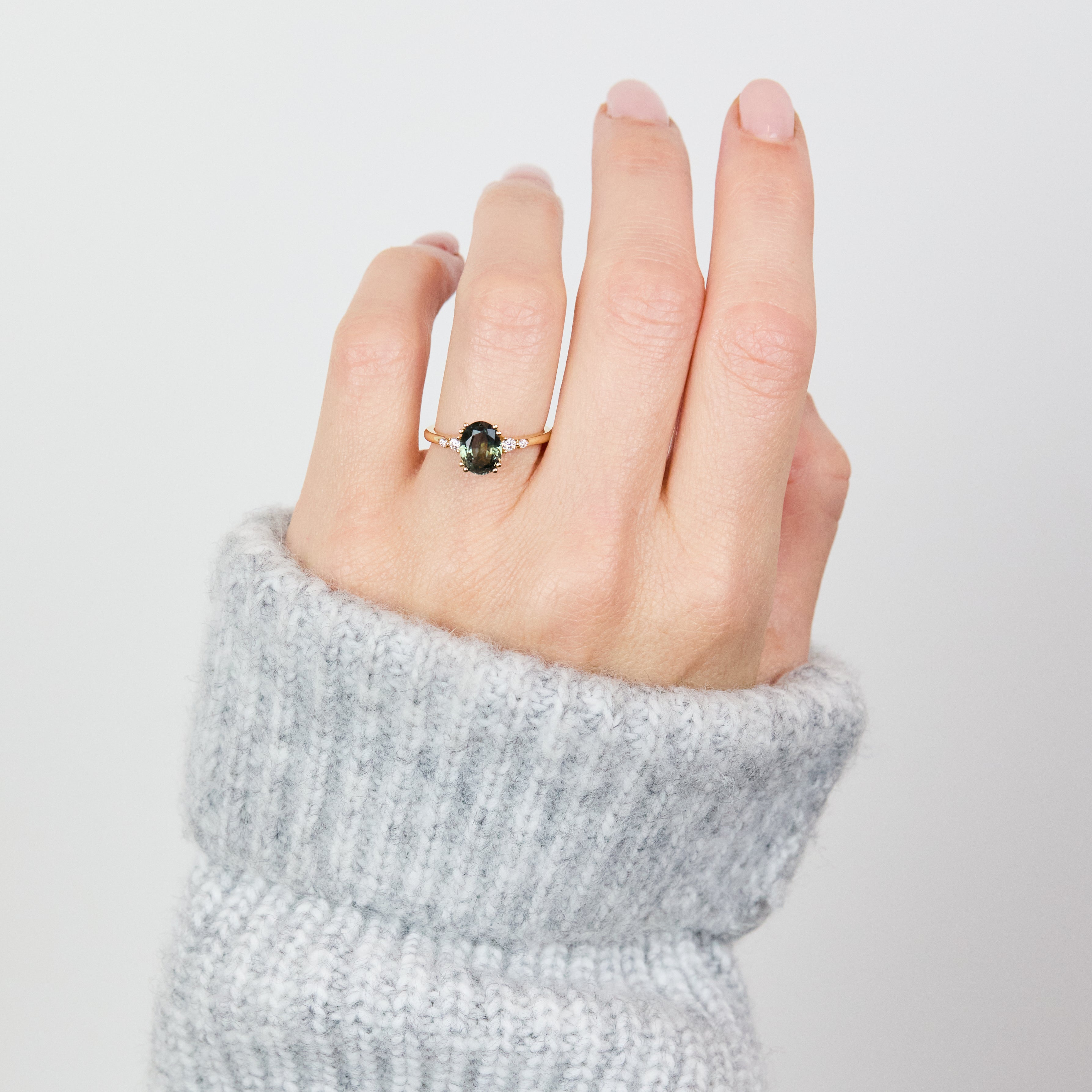 Oval Teal Montana Sapphire Engagement Ring