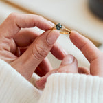 Oval Green Teal Sapphire Engagement Ring