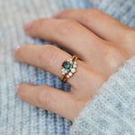 Oval Green Teal Sapphire Engagement Ring