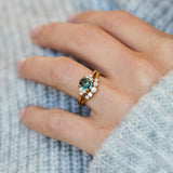 Oval Green Teal Sapphire Engagement Ring
