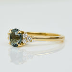 Oval Green Teal Sapphire Engagement Ring