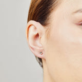 Light grey salt & pepper round rose-cut diamond stud earrings in 18ct yellow gold.