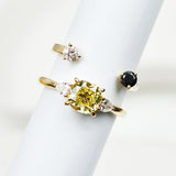 18ct yellow gold cushion cut trilogy yellow lab grown diamond ring UK