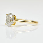 18ct yellow gold salt and pepper oval diamond engagement solitaire ring