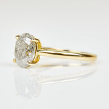18ct yellow gold salt and pepper oval diamond engagement solitaire ring