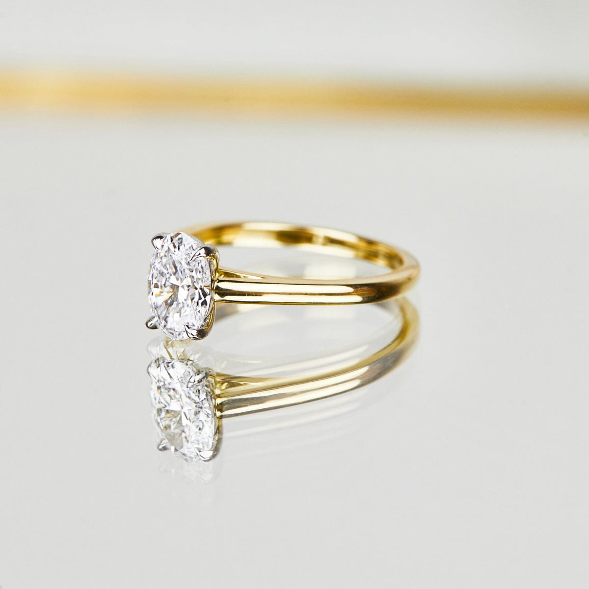 18ct yellow gold oval solitaire lab grown diamond ring UK