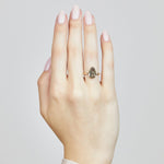 18ct yellow gold salt and pepper pear diamond engagement solitaire ring