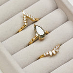 18ct yellow gold salt and pepper pear diamond engagement solitaire ring