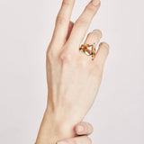 Rustic orange shield Cut Diamond solitaire Ring stack