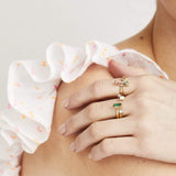 18ct yellow gold emerald and diamond Wedding ring women