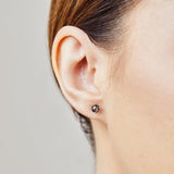 Dark and stormy salt and pepper diamond studs set in 18ct rose gold