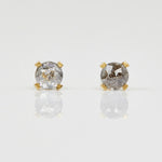 Light grey salt & pepper round rose-cut diamond stud earrings in 18ct yellow gold.