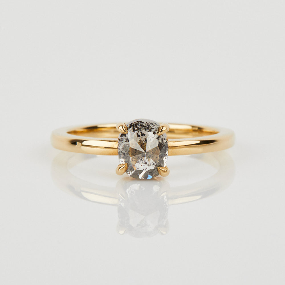 0.57ct Oval Salt and Pepper Diamond Ring