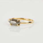 18ct yellow gold salt and pepper hexagon diamond engagement solitaire ring