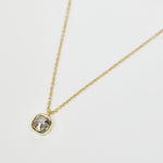 Cushion rose cut salt and pepper diamond necklace in 18ct yellow gold.