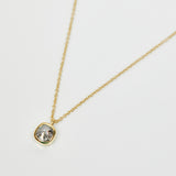 Cushion rose cut salt and pepper diamond necklace in 18ct yellow gold.