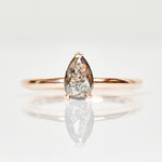 18ct rose gold salt and pepper pear diamond engagement solitaire ring