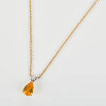 Yellow pear-shaped sapphire and diamond necklace in 18ct yellow gold.