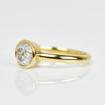 18ct yellow gold salt and pepper round brilliant cut diamond engagement bezel ring