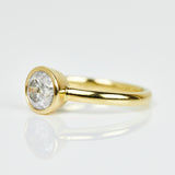 18ct yellow gold salt and pepper round brilliant cut diamond engagement bezel ring