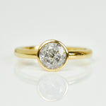 18ct yellow gold salt and pepper round brilliant cut diamond engagement bezel ring