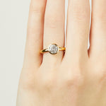18ct yellow gold salt and pepper round brilliant cut diamond engagement bezel ring