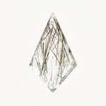 Unique kite-shaped rose-cut rutilated quartz gemstone.
