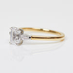 18ct yellow gold emerald cut trilogy lab grown diamond ring UK
