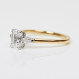 18ct yellow gold emerald cut trilogy lab grown diamond ring UK