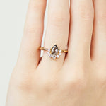 18ct yellow gold salt and pepper pear diamond engagement one-of-a-kind ring