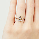 18ct yellow gold salt and pepper pear diamond engagement one-of-a-kind ring