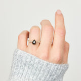 18ct yellow gold salt and pepper pear diamond engagement pavé ring