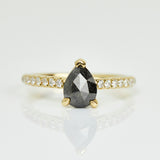 18ct yellow gold salt and pepper pear diamond engagement pavé ring