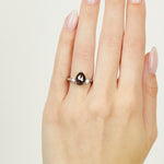 Platinum salt and pepper pear diamond engagement trilogy ring