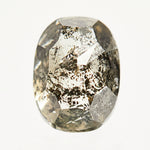 One-of-a-kind oval rose-cut rustic salt and pepper diamond.