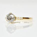 18ct yellow gold salt and pepper round brilliant cut diamond engagement one-of-a-kind ring