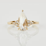18ct yellow gold salt and pepper pear diamond engagement one-of-a-kind ring