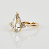 18ct yellow gold salt and pepper pear diamond engagement one-of-a-kind ring