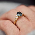 1.63ct Oval Teal Blue Sapphire Engagement Ring