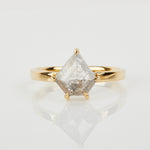 18ct yellow gold salt and pepper shield diamond engagement solitaire ring