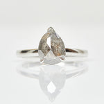 Platinum salt and pepper pear diamond engagement solitaire ring