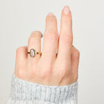 18ct yellow gold salt and pepper emerald cut diamond engagement solitaire ring
